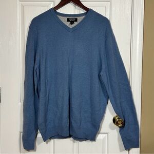 Nordstrom 100% Cashmere V-Neck Sweater Men’s Size Large Light Blue Soft Luxury